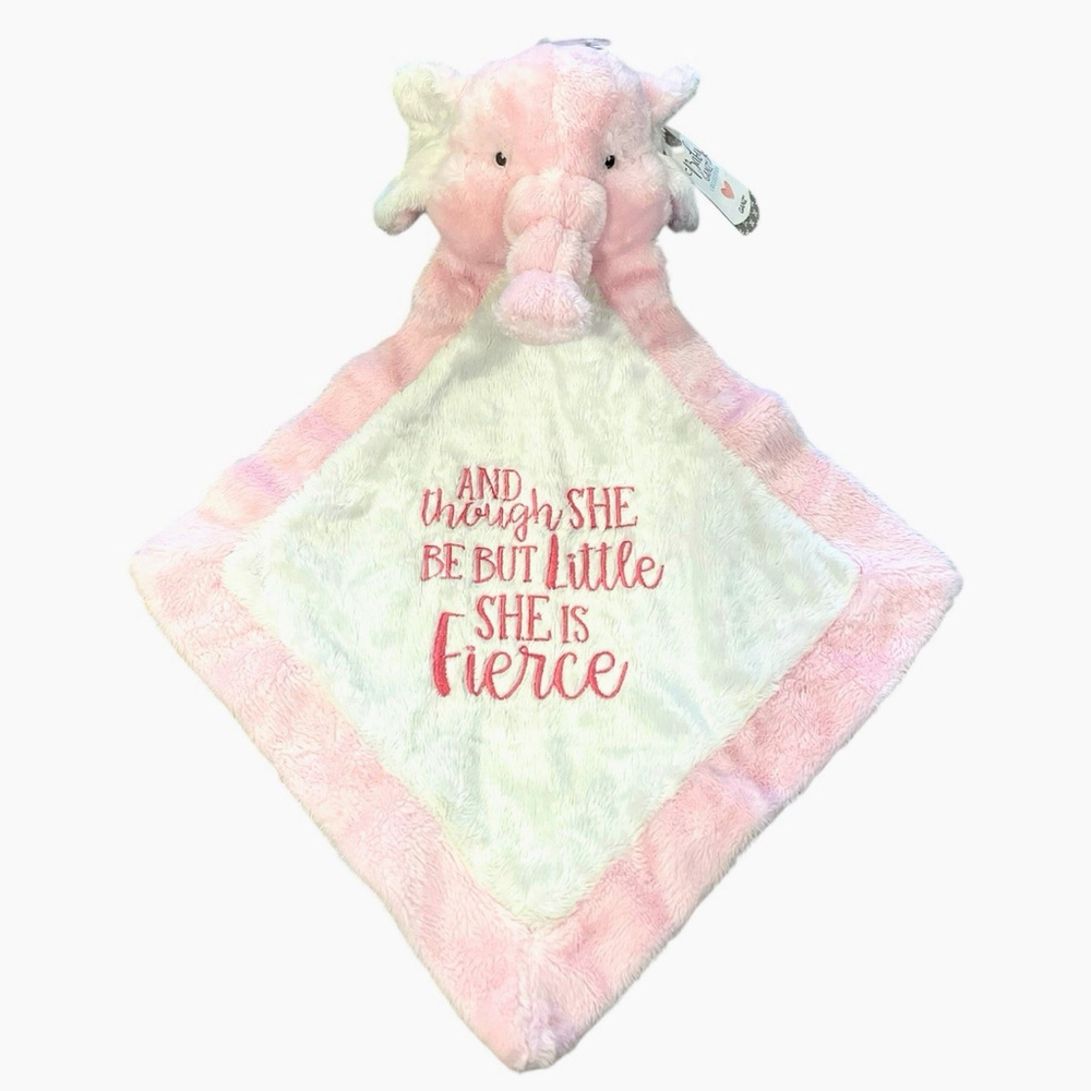 Baby Ganz Jellybean Elephant Lovey Plush Mini Blankie She is Fierce Pink NWT